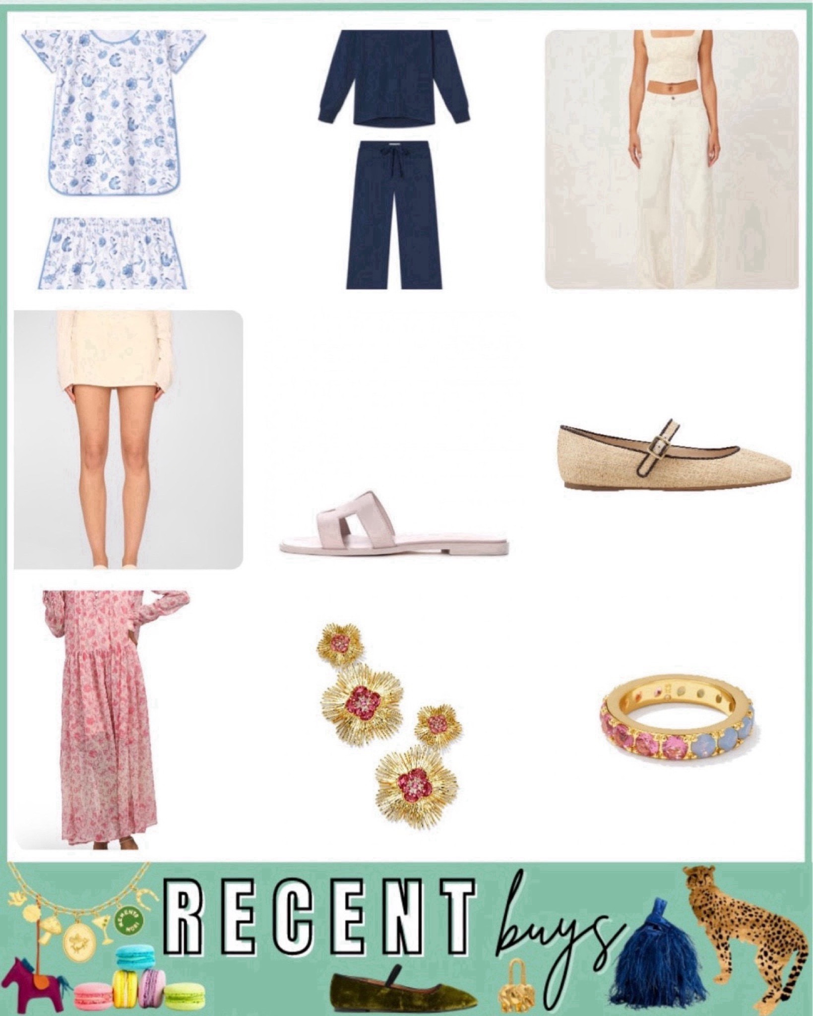 Recent buys - Marc fisher raffia flats, ecru mini skirt, Kendra Scott jewelry, free people dress, lake pajamas, ecru denim 



#LTKSeasonal #LTKFindsUnder100 #LTKStyleTip