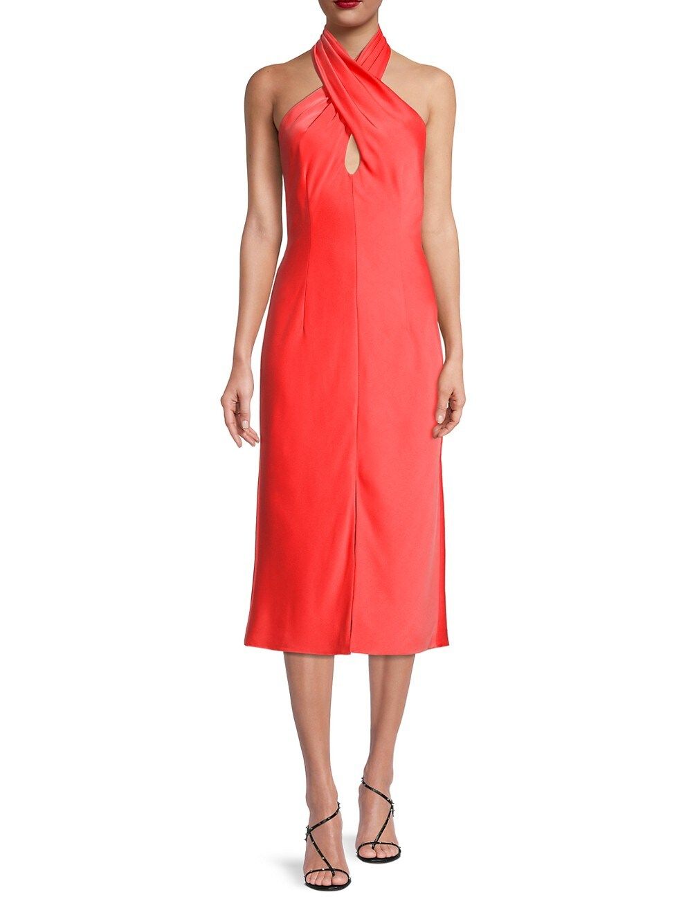 Aidan by Aidan Mattox Criss-Cross Halter Midi-Dress | Saks Fifth Avenue