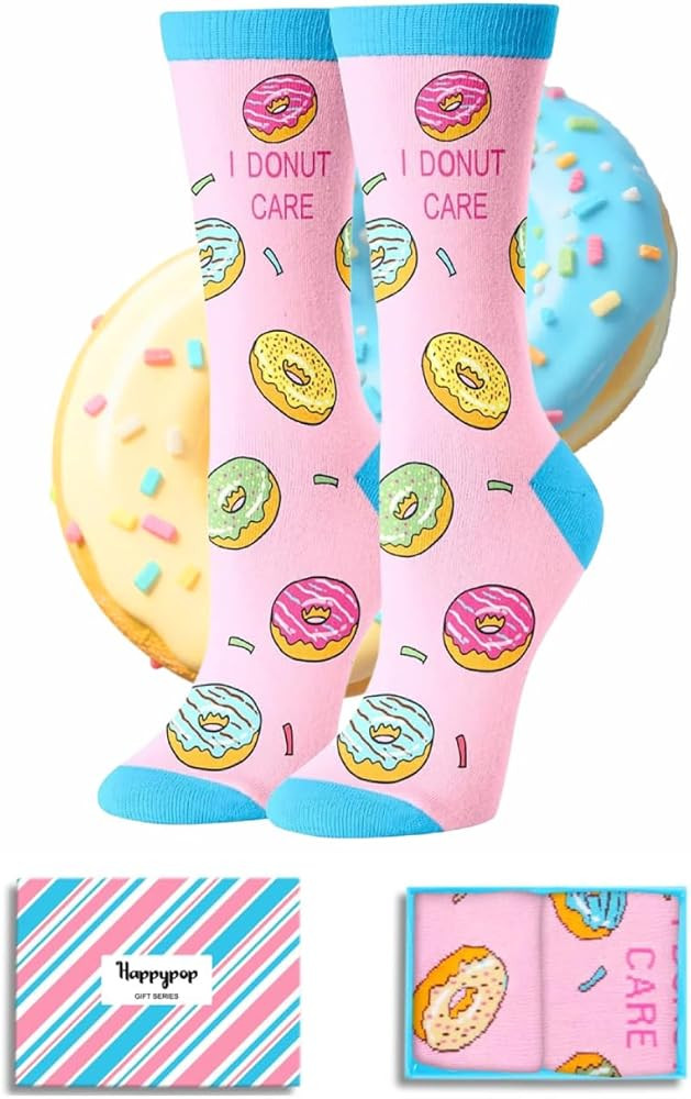 HAPPYPOP Funny Socks for Women - Donut Popcorn Sushi Gifts, Taco Pizza Pickle Socks | Amazon (US)