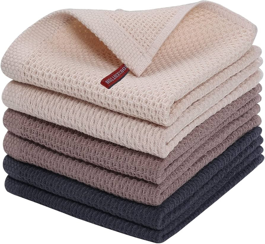 Kitinjoy 100% Cotton Kitchen Dish Cloths, 6-Pack Waffle Weave Dish Towels for Drying Dishes Super... | Amazon (US)