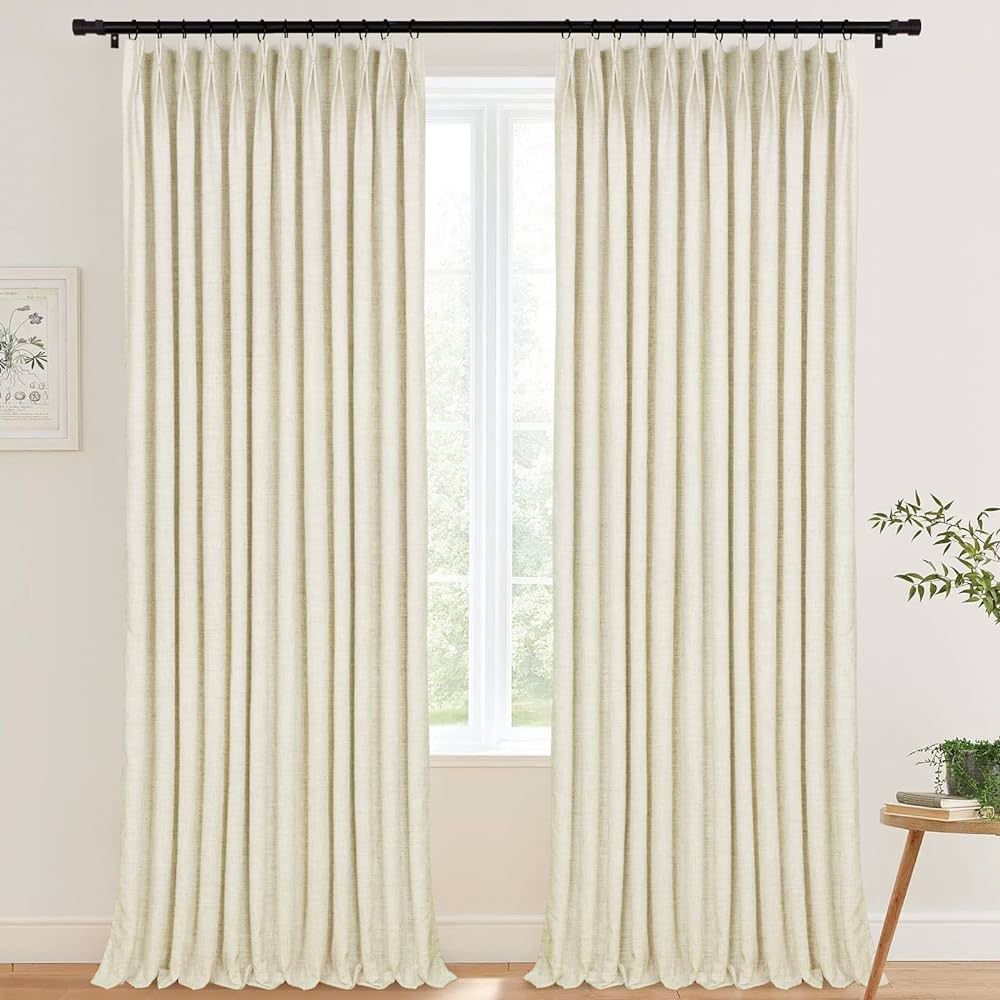 HOMERILLA 100% Blackout Curtains, Pinch Pleated Linen Blackout Curtains Thermal Insulated Room Da... | Amazon (US)