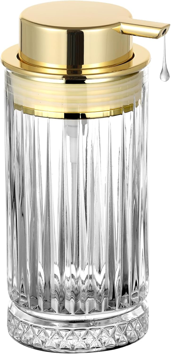 Glass Liquid Soap Dispenser, Refillable Liquid Dispenser with Gold Pump, Hand Soap Dispenser for ... | Amazon (US)