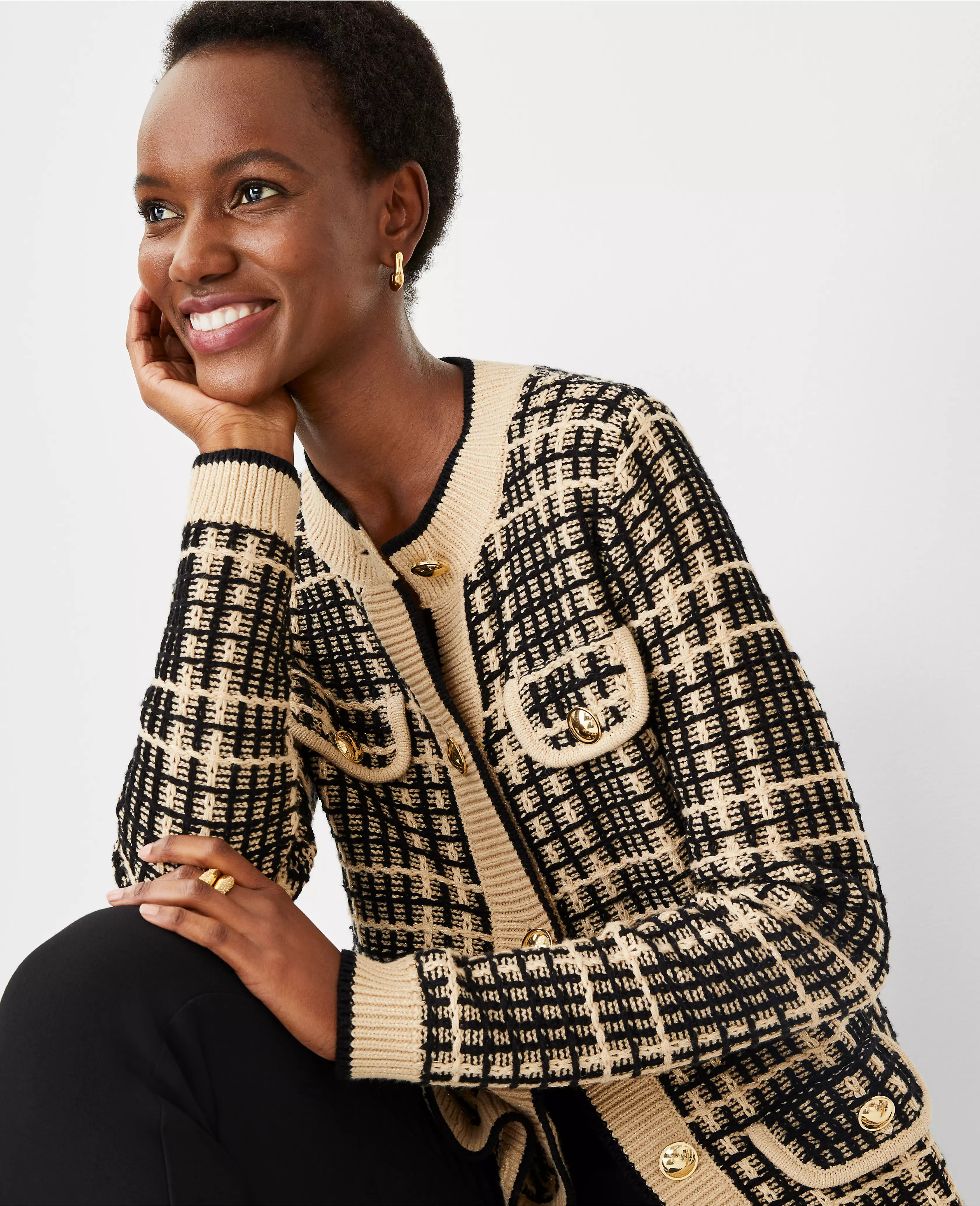 Shimmer Plaid Cardigan | Ann Taylor (US)
