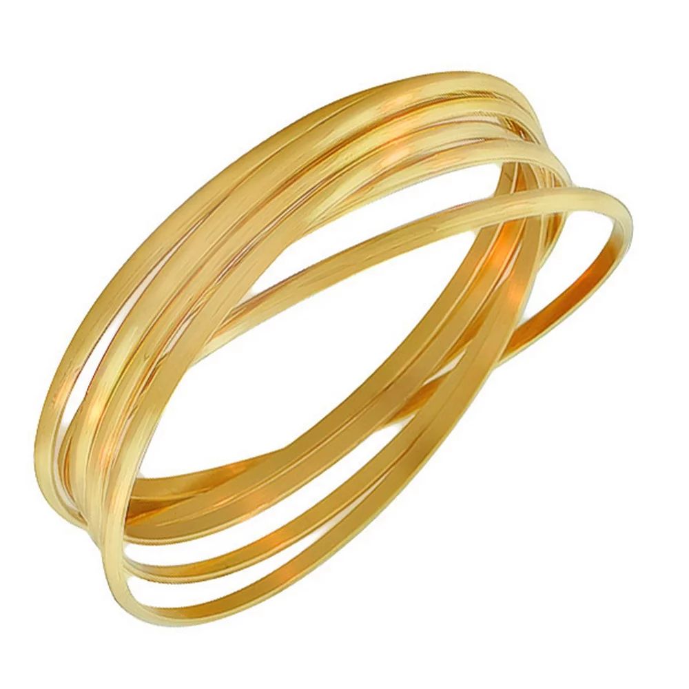 Stainless Steel Yellow Gold-Tone Interlocked Six Bangle Bracelets Set | Walmart (US)
