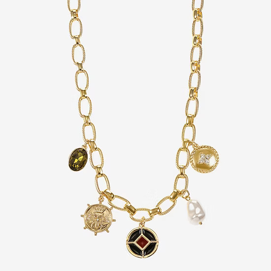 new!Liz Claiborne Gold Tone Nautical Charm Womens 17 Inch Collar Necklace | JCPenney