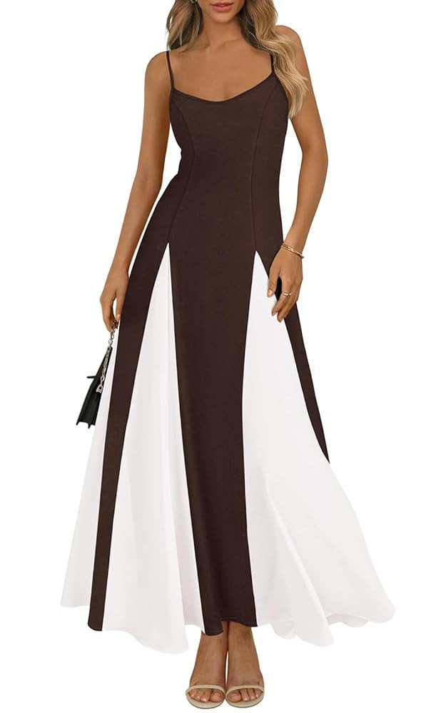 PRETTYGARDEN Spaghetti Strap Backless Summer Dresses for Women 2025 Flowy Maxi Dresses Sleeveless... | Amazon (US)