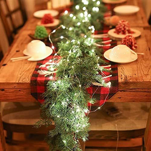 Amazon.com: PARTY JOY 5.9FT Christmas Cedar Garland with 16.4FT LED Lights String, Artificial Pin... | Amazon (US)