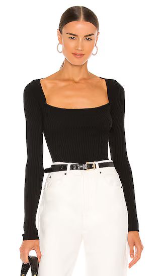 Tie Back Fitted Rib Sweater in Black | Revolve Clothing (Global)