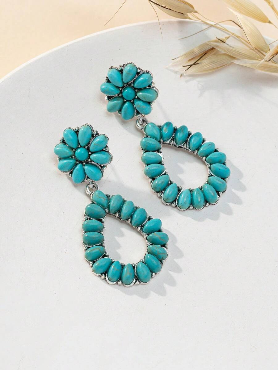 Turquoise Water Drop Earrings | SHEIN
