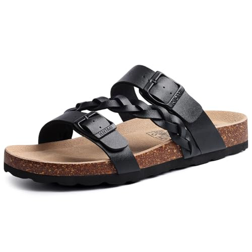 KIDMI Women's Cork Footbed Sandals with Arch Support Comfortable Slip-On Slide Sandals With Adjus... | Amazon (US)