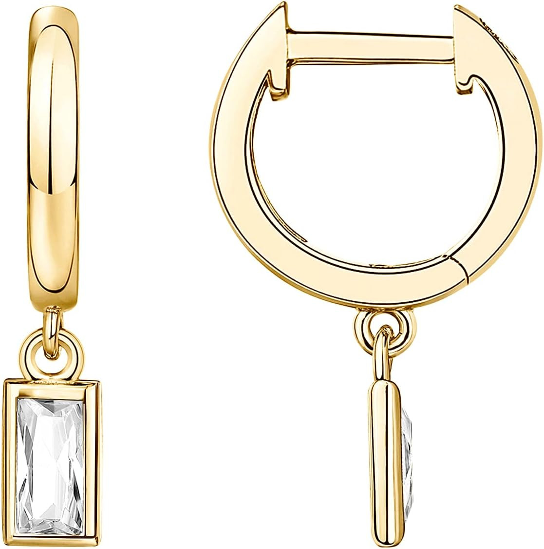 PAVOI 14K Gold Plated Dainty Motif Charms Huggie Hoop Earrings for Women | Amazon (US)