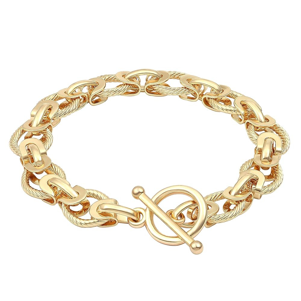 SOFYBJA 18k Gold Plated Personalized Chunky Cuban Oval Link Chain Bracelets for Men Toggle Rope B... | Amazon (US)