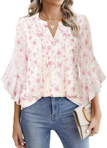 Timeson Women's 3/4 Sleeve Dressy Casual Top | Amazon (US)