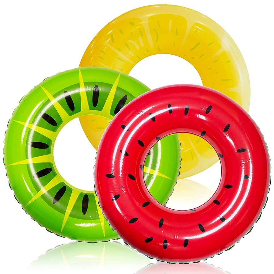 JOYIN Inflatable Swim Tube Raft (3 pack) with Summer Fruits Painting, Pool Toys for Swimming Pool... | Amazon (US)