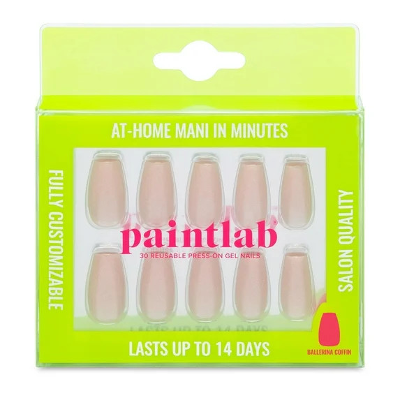 PaintLab Short Ballerina Press On False Nails, Shimmer and Glow, Tan, 30 Count | Walmart (US)