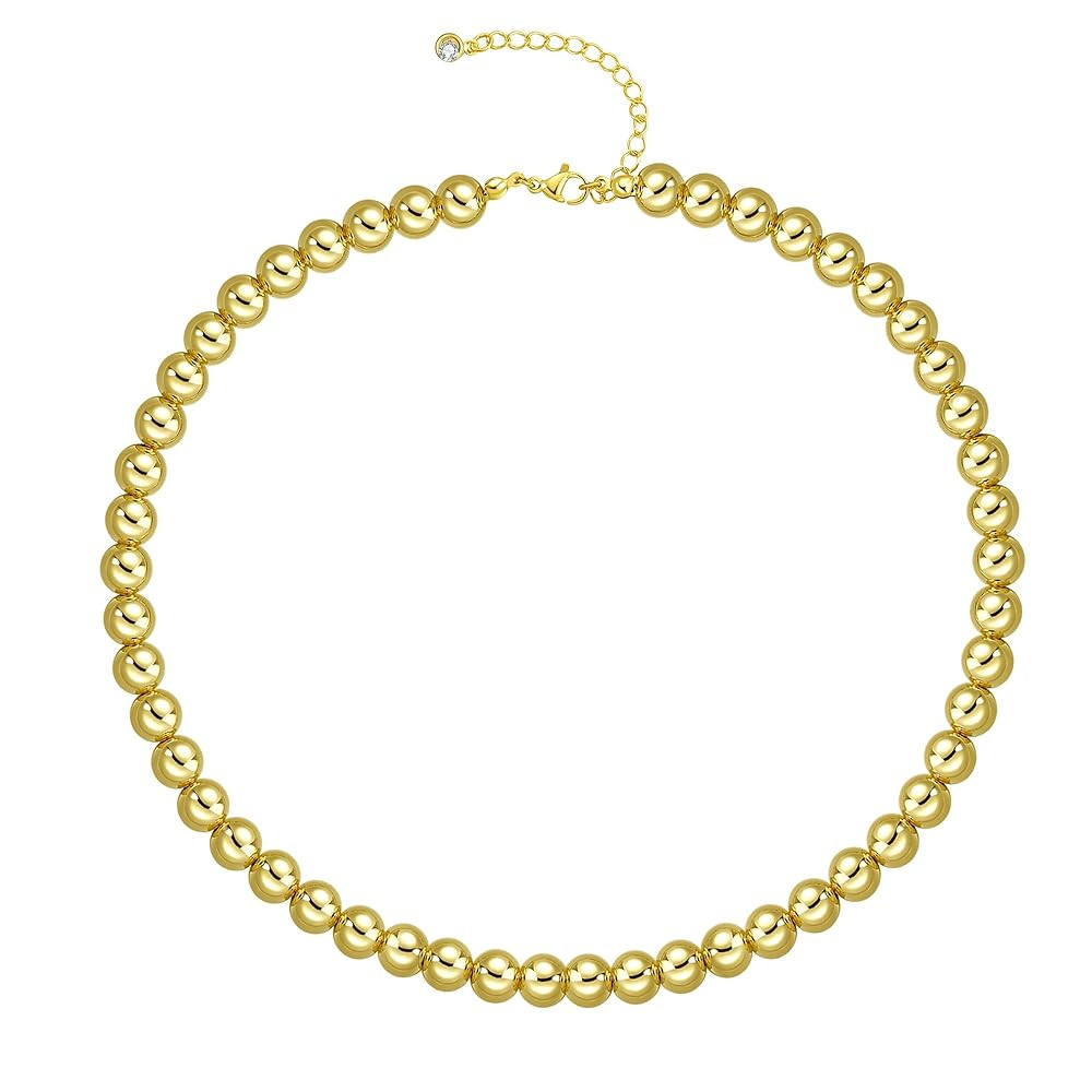 Beaded Necklaces for Women, Dainty Choker Necklace, Lightweight Hollow Ball Bead Chain Necklace A... | Amazon (US)