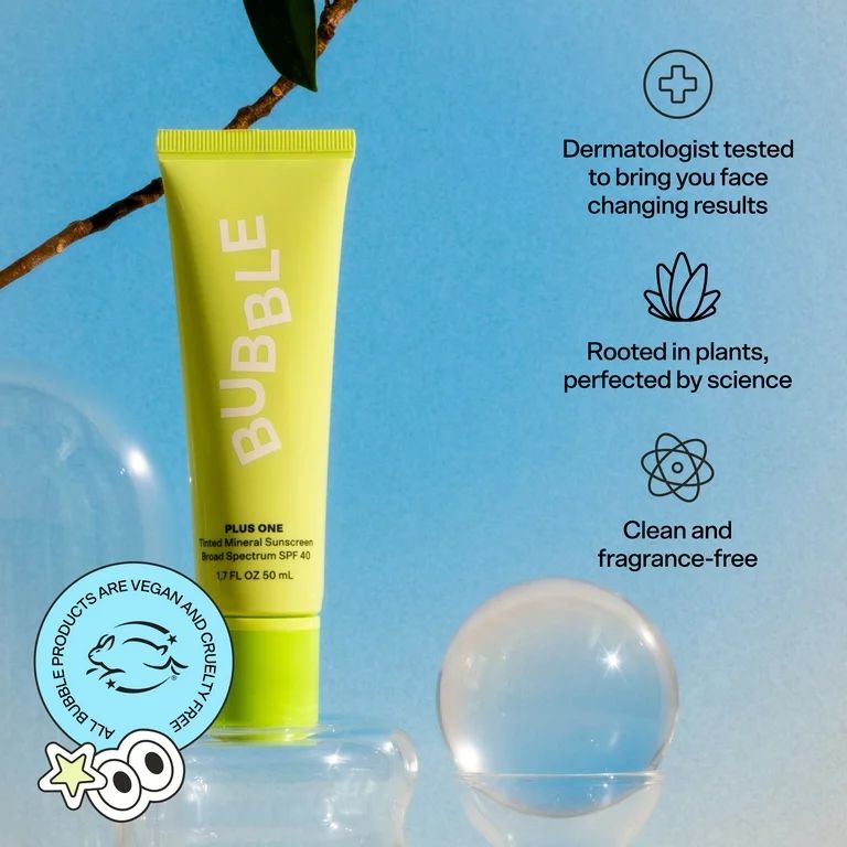 Bubble Skincare Plus One Tinted Sunscreen SPF 40, Everyday Care Sun Protection, All Skin Types, 1... | Walmart (US)