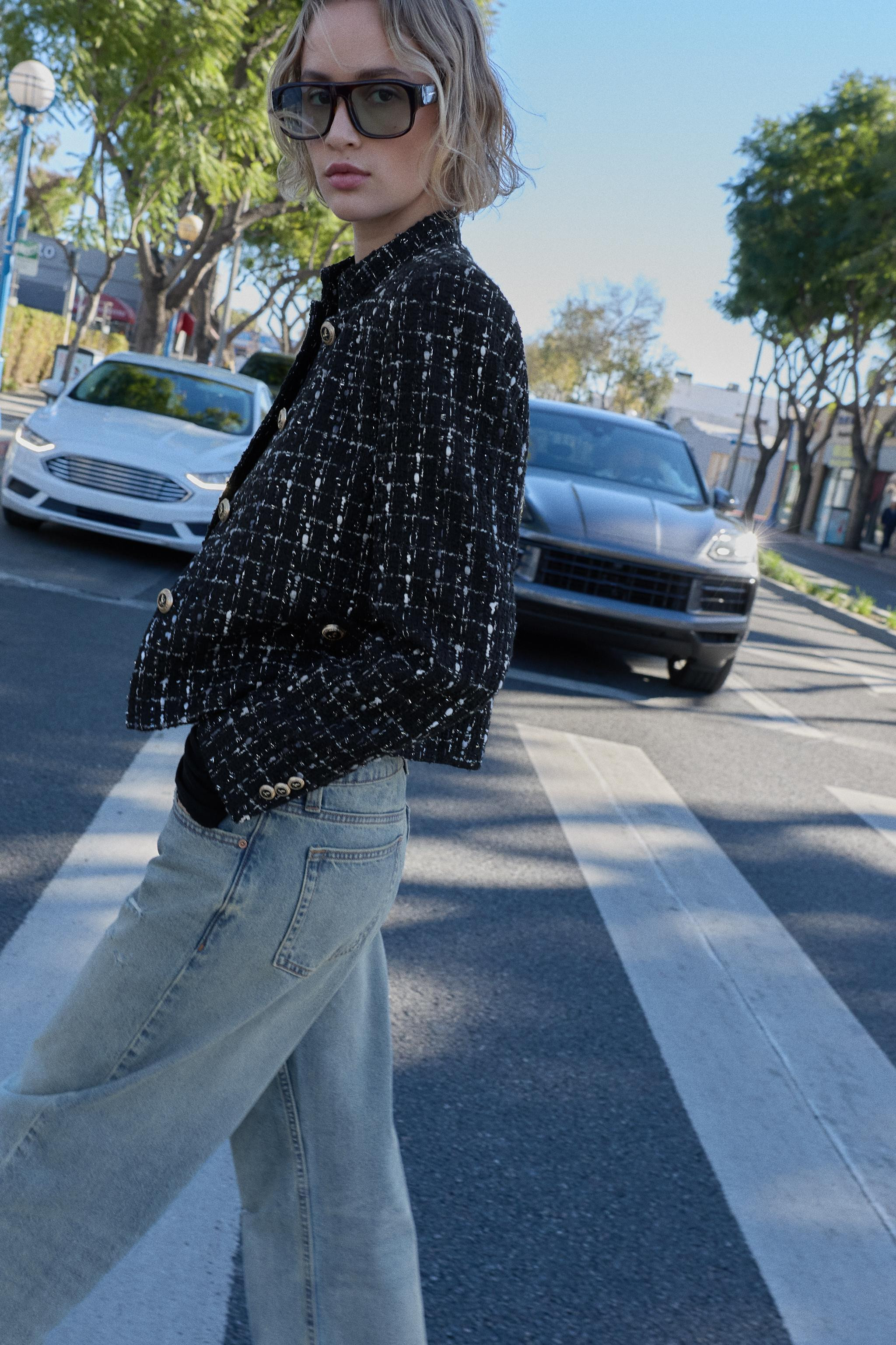 METALLIC THREAD TEXTURED BLAZER | Zara US