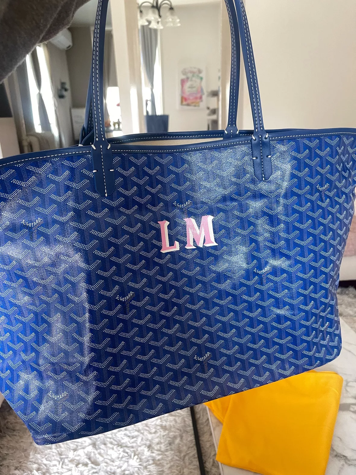 goyard tote with initials