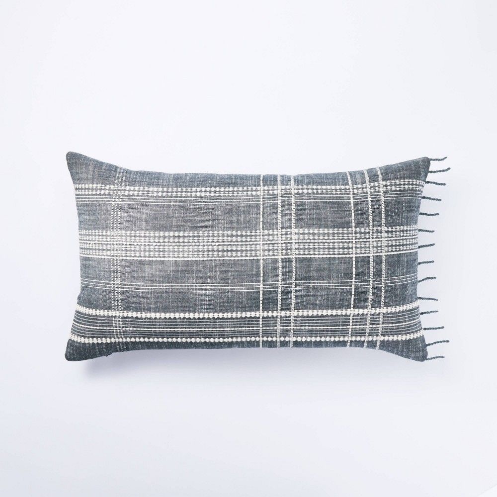 Lumbar Woven Plaid Pillow Gray - Threshold designed with Studio McGee | Target