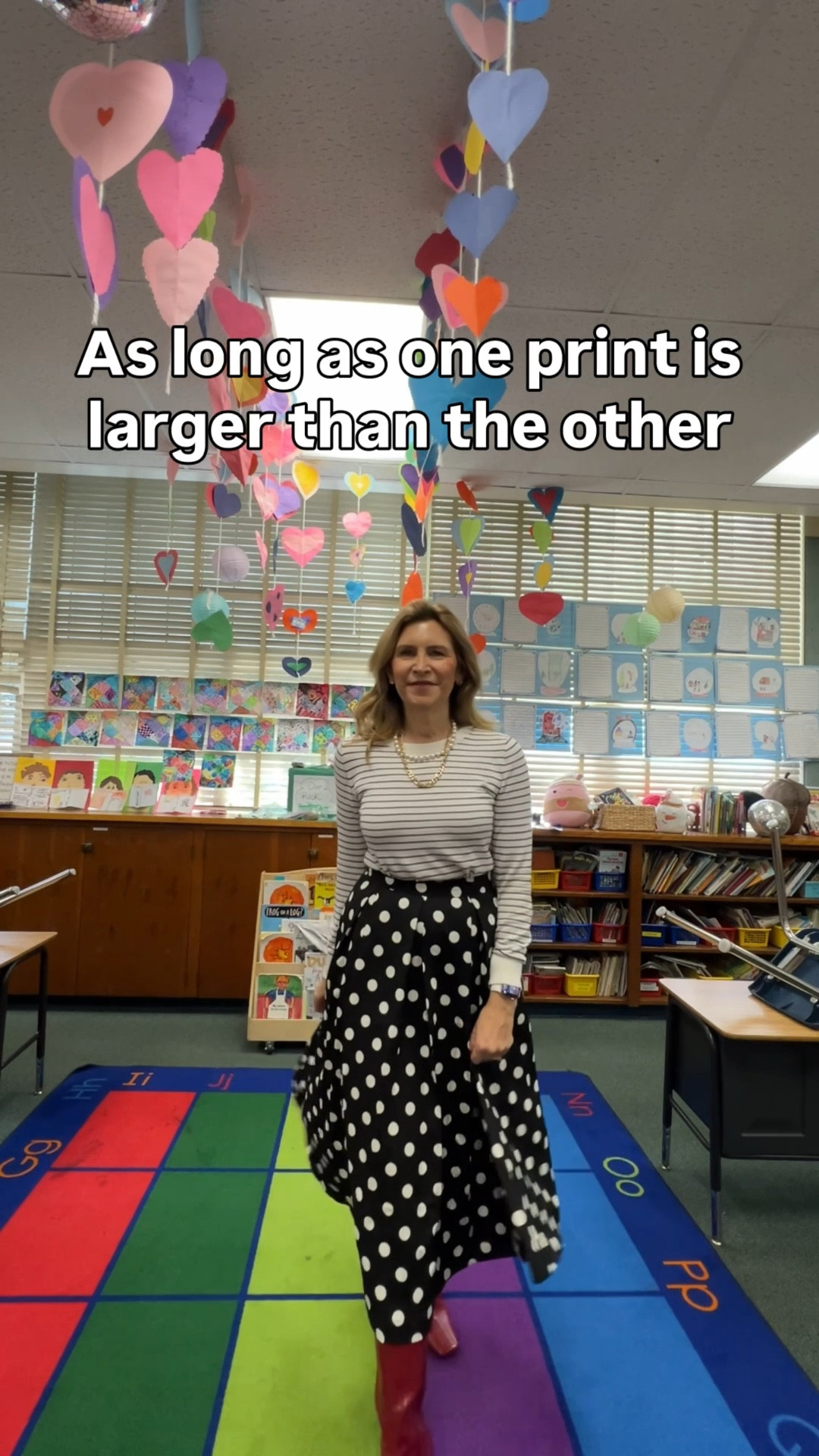 When mixing stripes and polka dots make sure one print is larger than the other. 

#LTKOver40 #LTKootd #LTKWorkwear