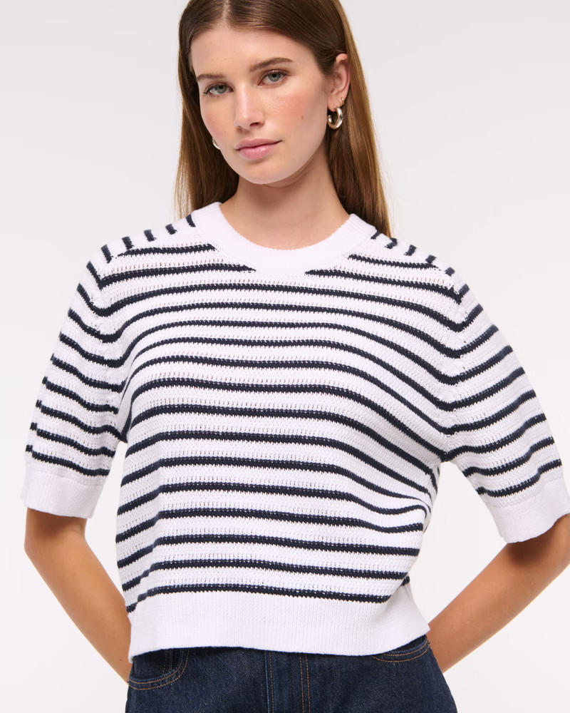 Women's The A&F Madeline Textural Crew Sweater Tee | Women's Clearance | Abercrombie.com | Abercrombie & Fitch (US)