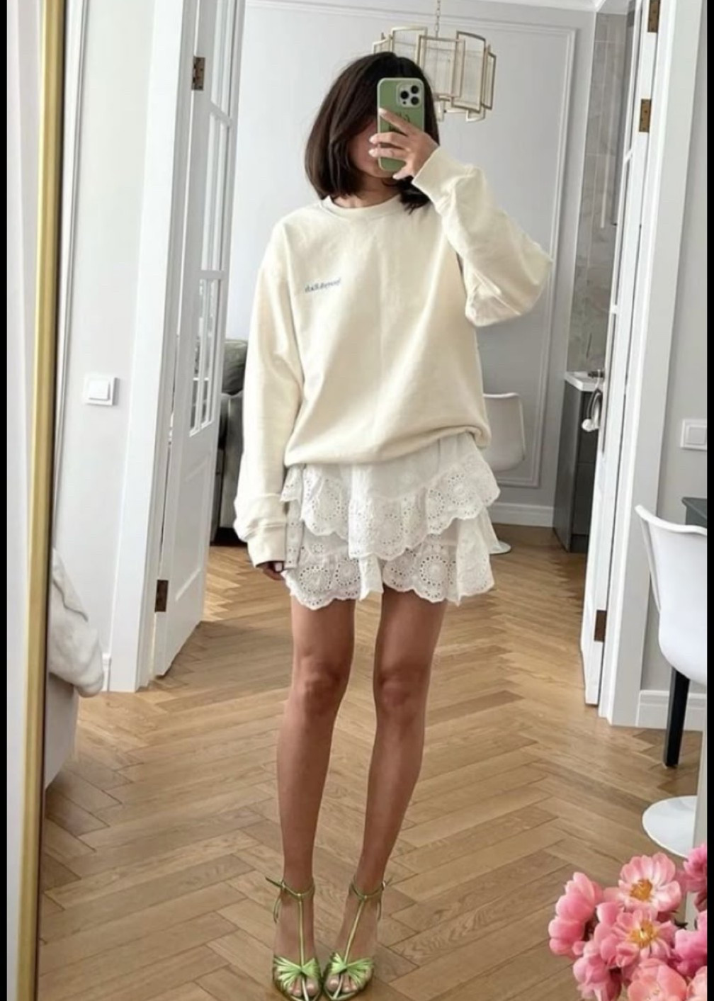White outfit, off white outfit, summer outfit, fall outfit, winter outfit, spring outfit, sweater, skirt, white top, white skirt, green shoes, shoes, ootd , clothes, gifts Zac gifts for her, gift ideas, 

#LTKFindsUnder50 #LTKShoeCrush #LTKStyleTip