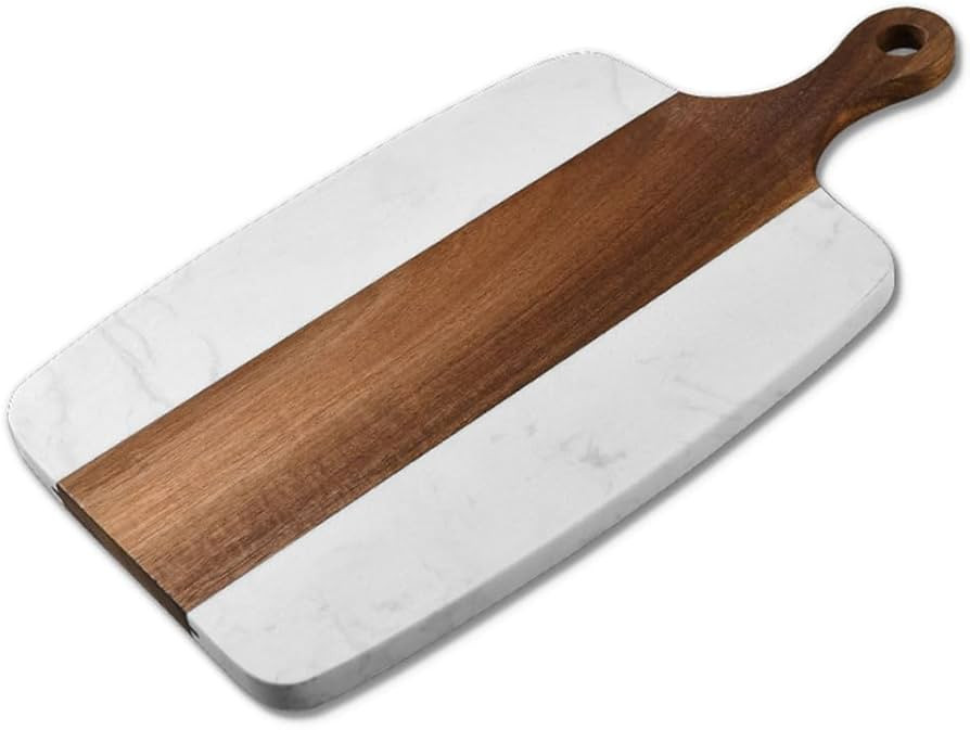 XKONG Wood and Marble Cutting Board,White Marble and Wood Charcuterie Board, Small Wooden Marble ... | Amazon (UK)