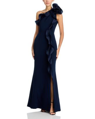 Teri Jon by Rickie Freeman One Shoulder Crepe Column Gown | Bloomingdale's Women Dresses Evening ... | Bloomingdale's (AU)