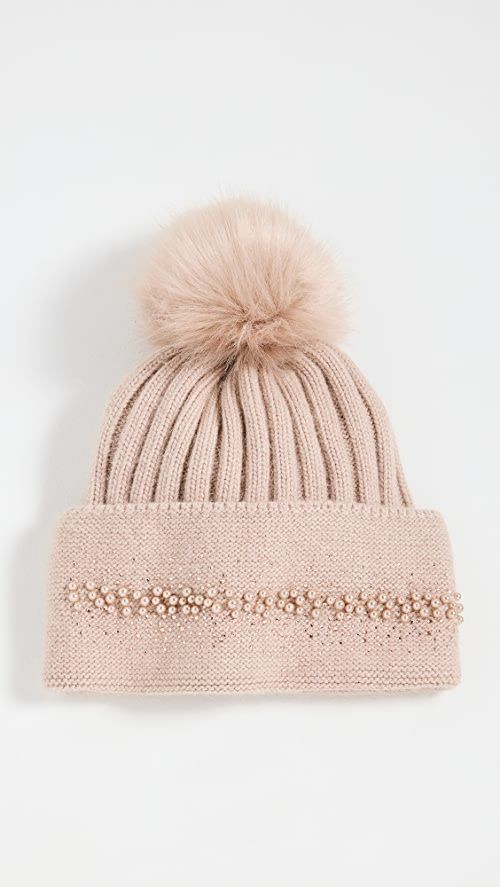 Adrienne Landau Knit Hat with Faux Fur Pom Pom | SHOPBOP | Shopbop