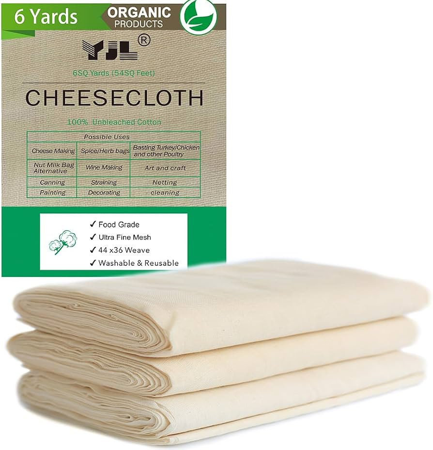YJL Cheesecloth for Straining, 54 Sq Feet, 100% Organic Cotton Unbleached Cheese cloth, Ultra Fin... | Amazon (US)