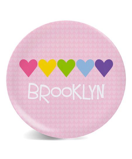 Pink Hearts Personalized Plate | Zulily