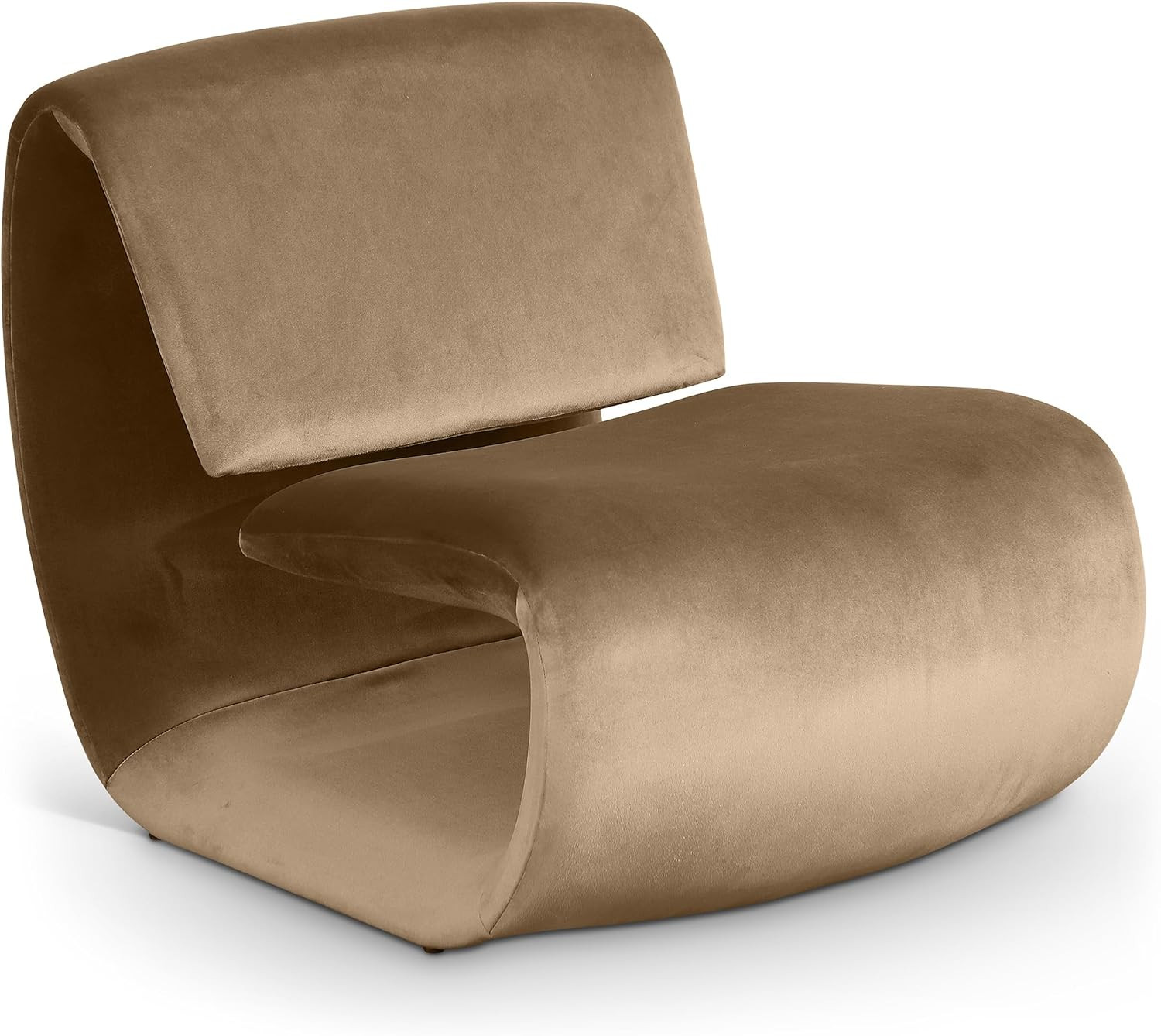 Meridian Furniture 33022Beige Nouveau Collection Art Deco Accent Chair with Ultra Luxe Beige 460 GSM Velvet, Iron Frame, Organic Shape, 26" W x 34.5" D x 27" H, Beige | Amazon (US)