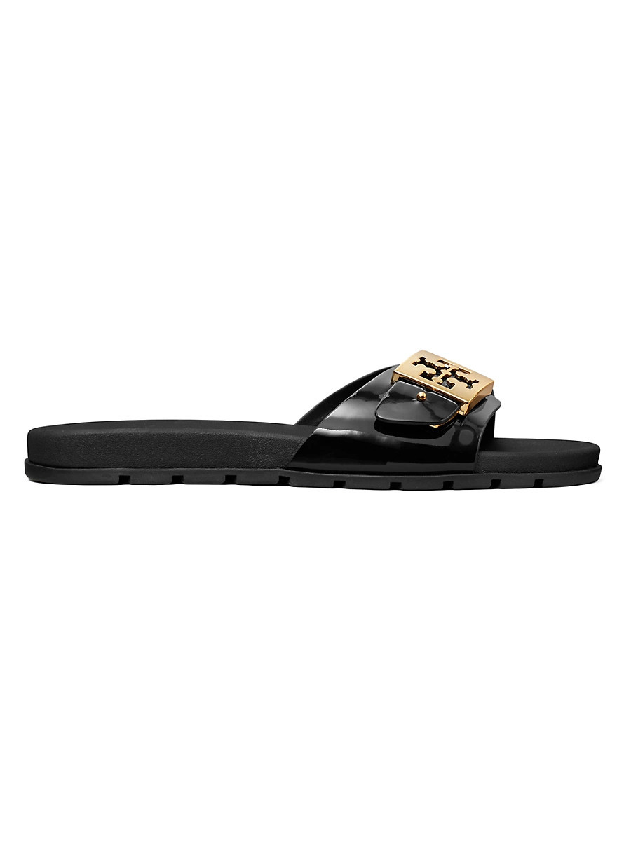Women's Buckle Slides - Perfect Black Gold - Size 6 Sandals | Saks Fifth Avenue