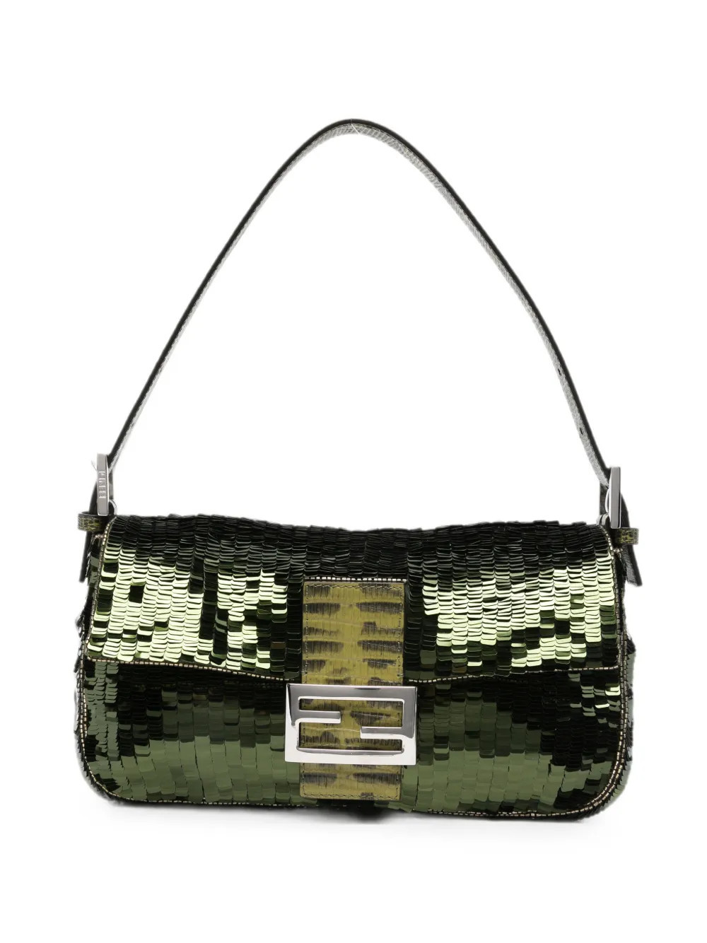 FENDI Baguette sequin-embellished shoulder bag - Green | Farfetch Global
