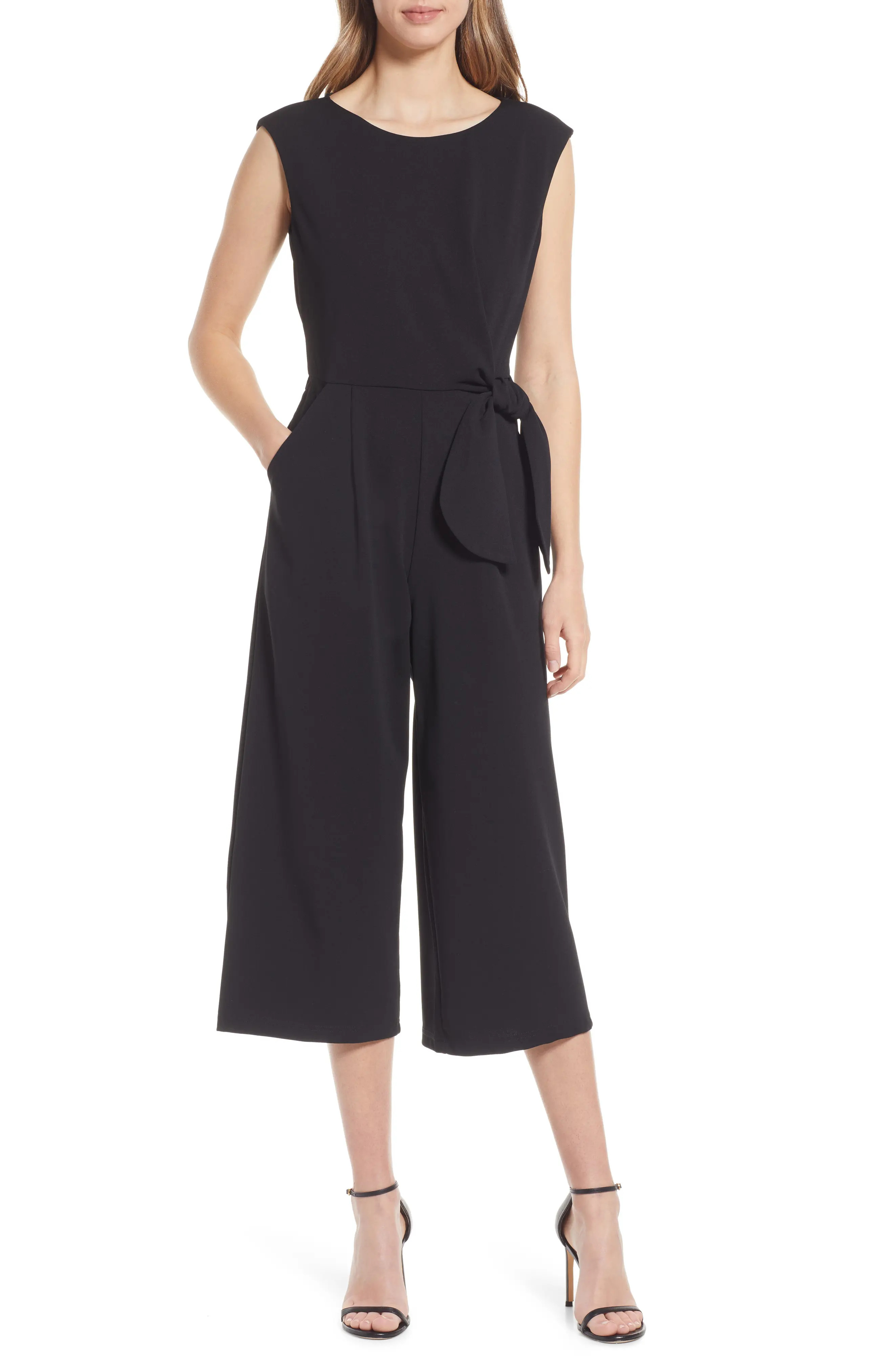 TAHARI ASL Side Knot Jumpsuit in Black at Nordstrom, Size 6 | Nordstrom