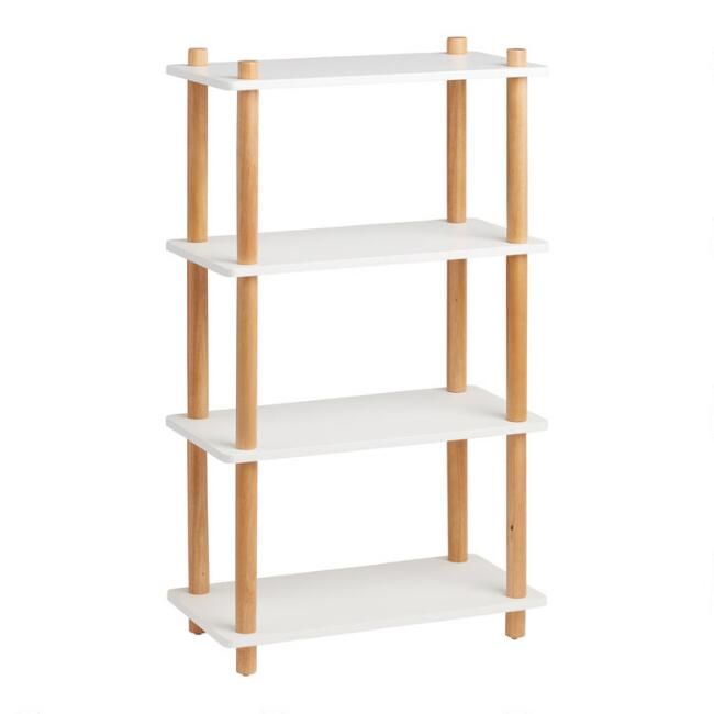 White and Natural Elliot Bookshelf | World Market