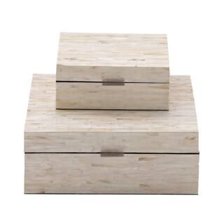 MDF Multiple Decorative Boxes with Off-White and Tan Rectangular Mother of Pearl Tile Inlay (Set ... | The Home Depot