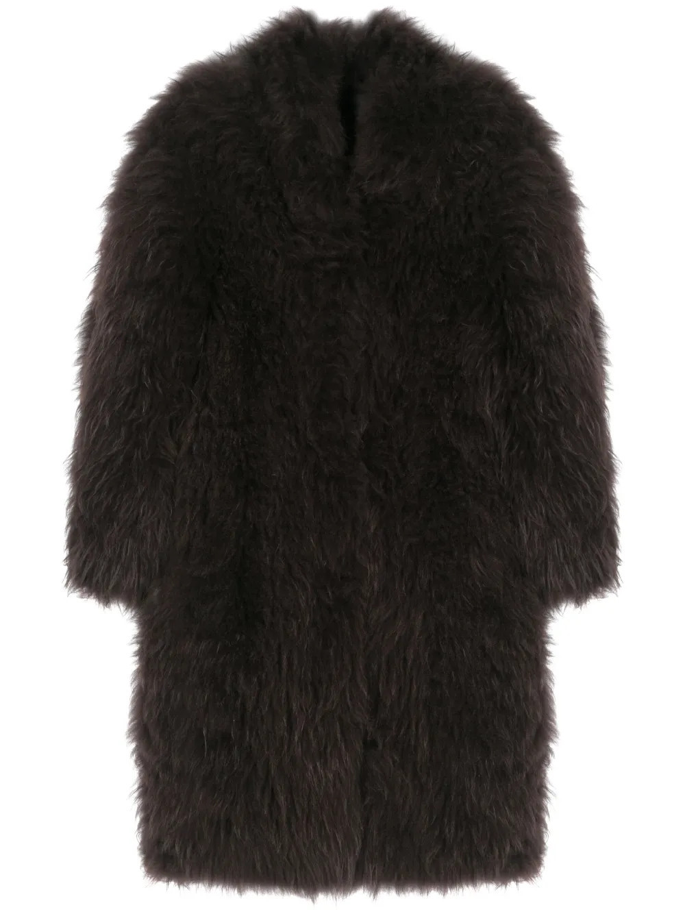 Liska single-breasted shearling coat - Brown | Farfetch Global