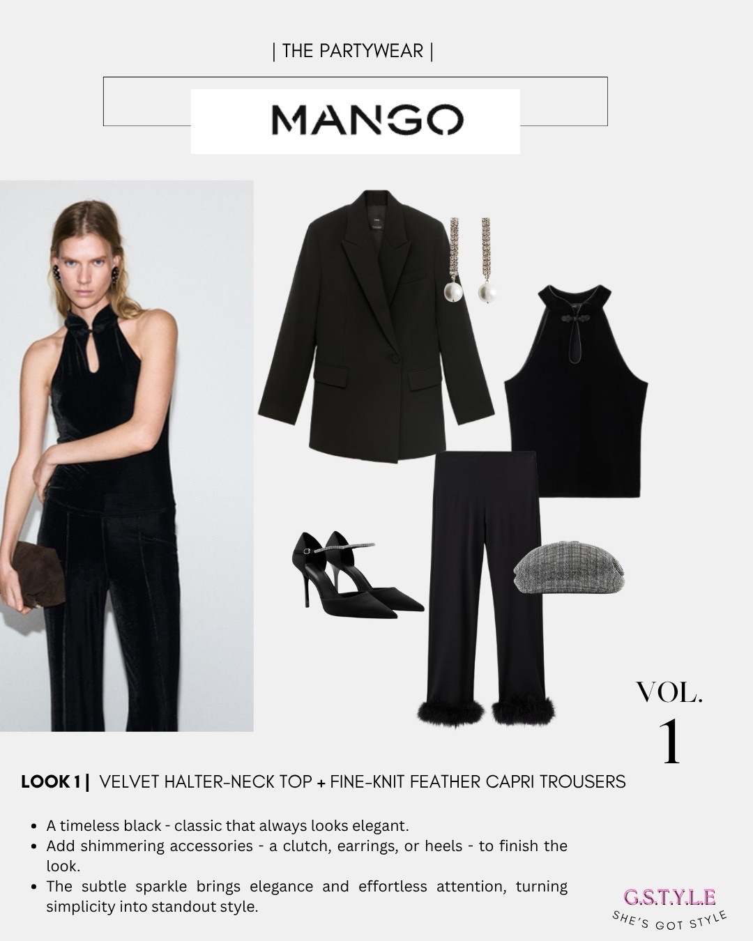 Chic all-black MANGO look with a velvet halter top and feather-trim capri trousers — simple, elegant, and perfect for a night out. 🖤✔️🎬

#LTKwinter #LTKpartywear #LTKCyberWeek