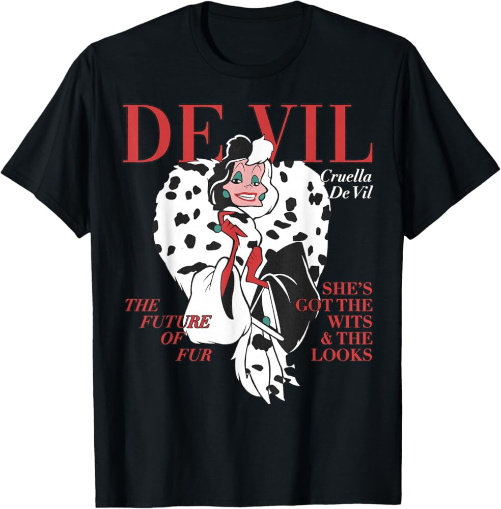 Disney Villains Cruella De Vil Magazine Cover Camiseta Peque\u00f1a | Amazon (US)