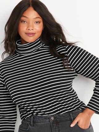 Striped Rib-Knit Long-Sleeve Turtleneck Top for Women | Old Navy (US)