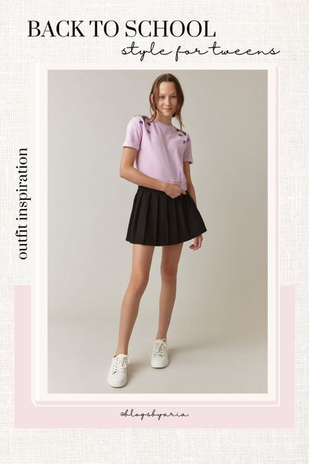 Back to school style for tweens outfit inspiration for tween girls. Pleated tennis skirt. Sequin star sweatshirt  #ltkunder50 #ltkfind #ltkseasonal 

#LTKkids #LTKBacktoSchool #LTKsalealert