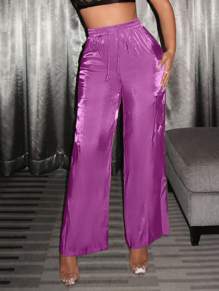 SHEIN SXY Drawstring Waist Wide Leg Pants | SHEIN