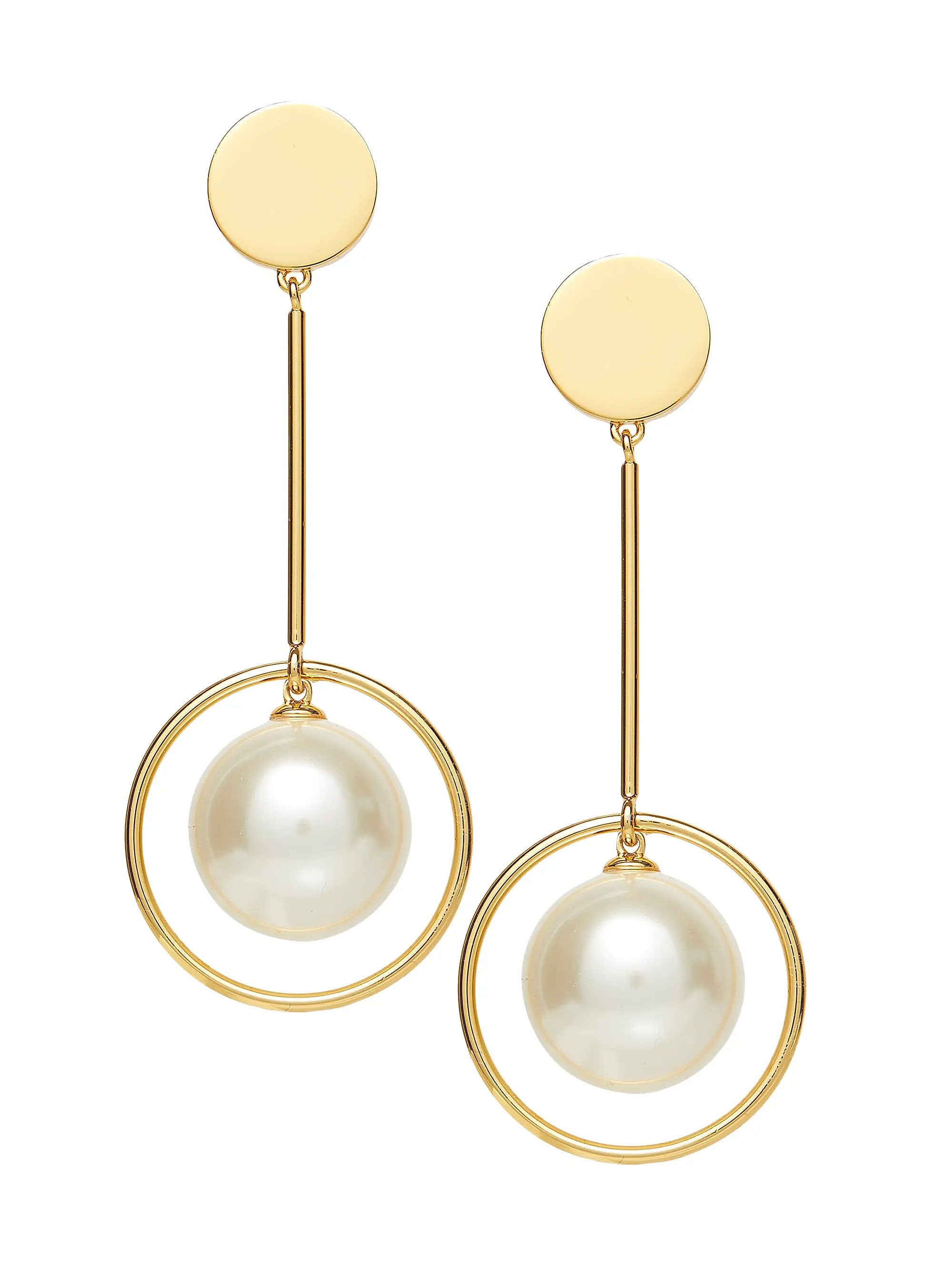 Pendulum 14K Gold-Plated & Acrylic Faux Pearl Linear Earrings | Saks Fifth Avenue