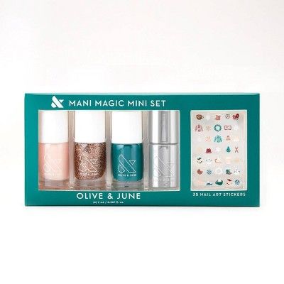 Olive & June Mini Nail Polish Gift Set with Holiday Sticker Pack - 4pc | Target