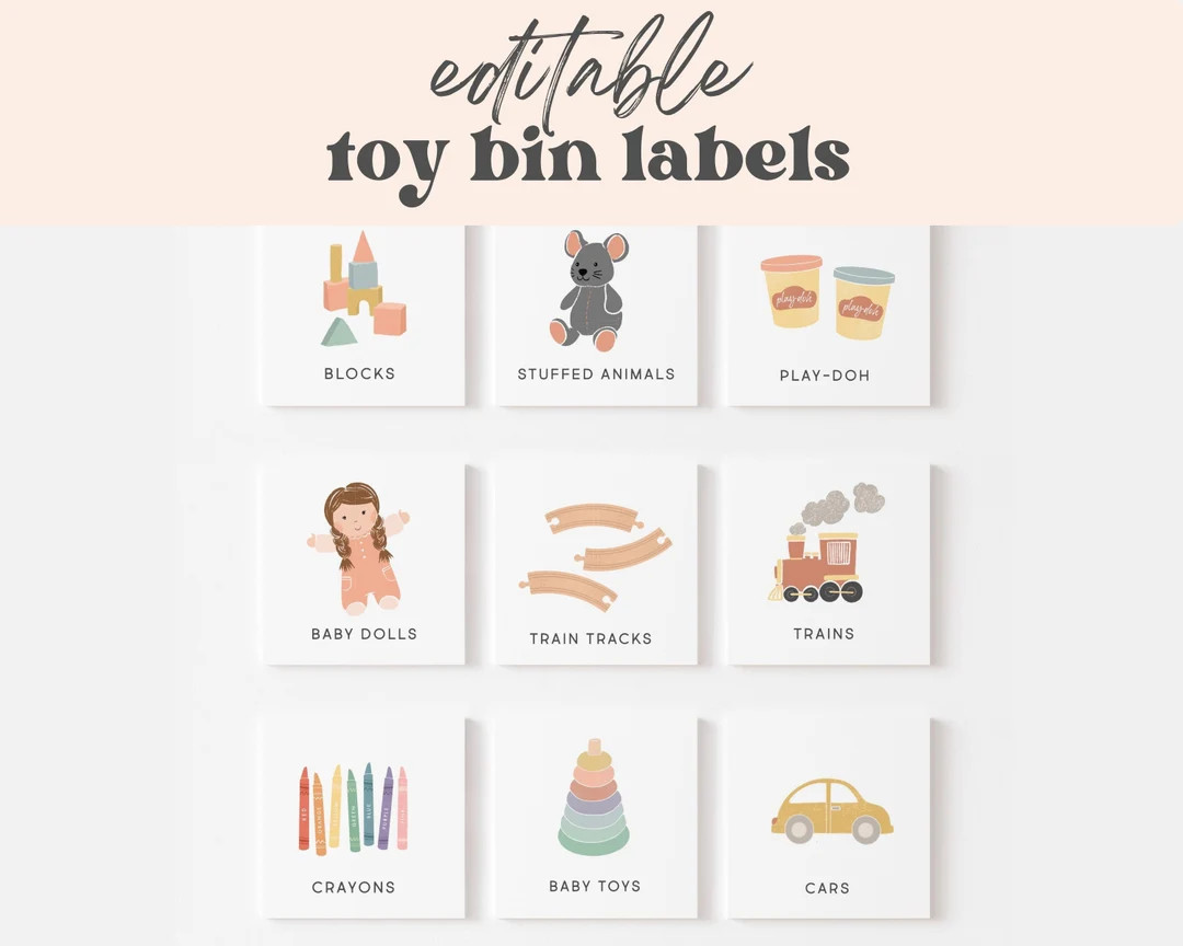 Editable Printable Toy Trofast Bin Storage Labels, Visual Pictures Download Montessori Homeschool... | Etsy (US)