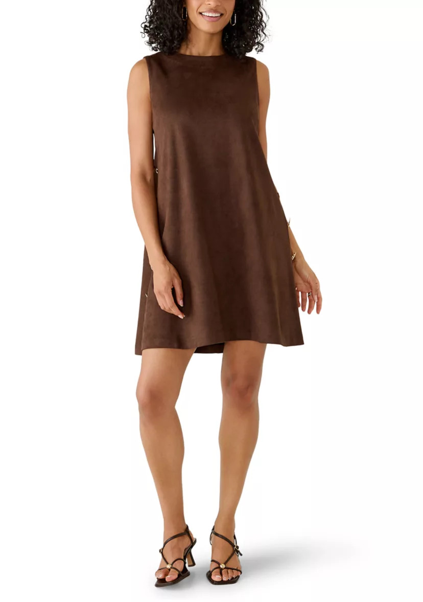 Women's Sleeveless Suede A-Line Dress | Belk