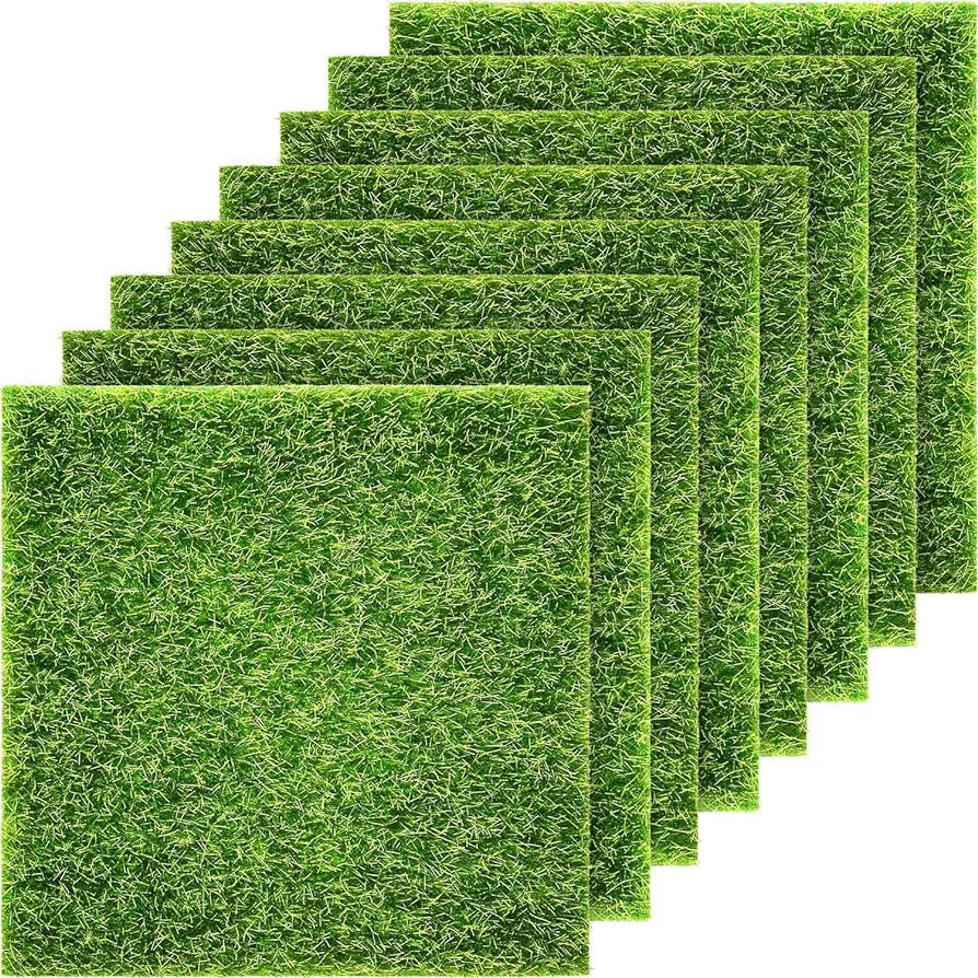 8 Packs Garden Craft Grass Fake Grass for Crafts 6 x 6 Inches Miniature Ornament Garden Dollhouse... | Amazon (US)
