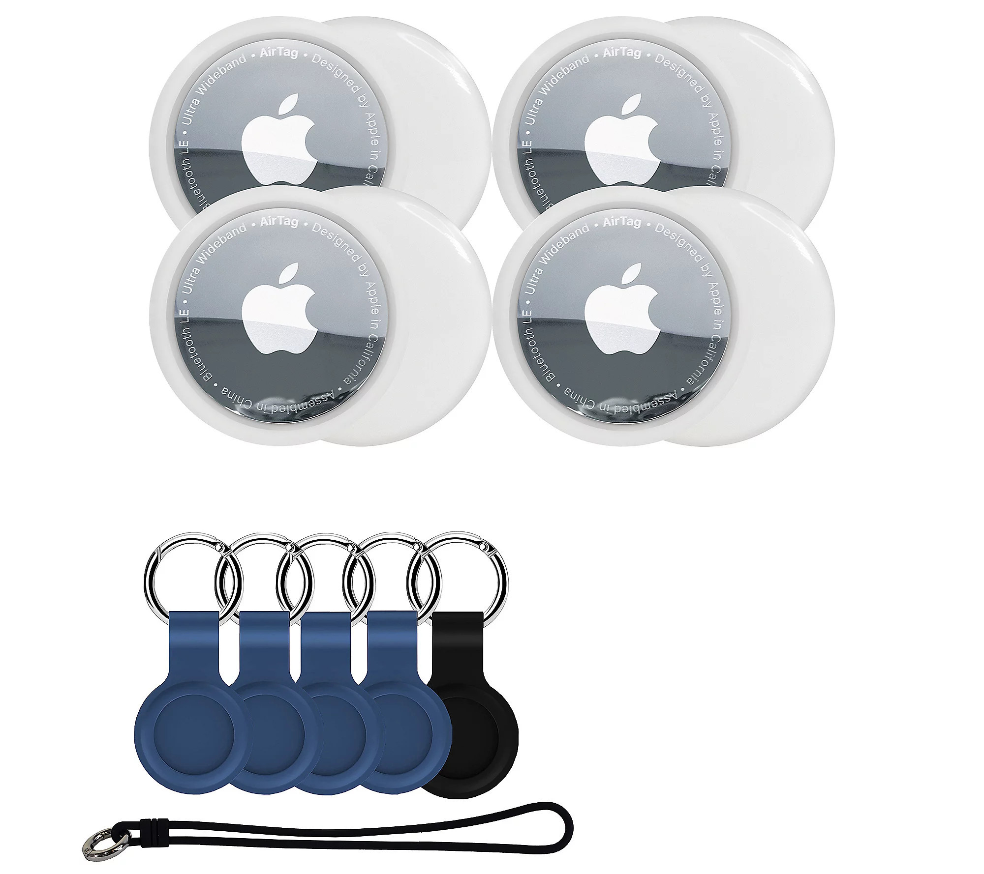 Apple AirTags 4-pack with Luggage Strap and Keychains | QVC